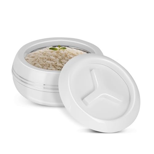 JAYPEE Palazio 1200 Inner Stainless Steel Casserole Pu Insulated Lockable Lid Food Grade Rustproof Hotbox for Kitchen Hot Pot for Rice Stackable Ideal for Gifting Capacity 1200 ml, White - Image 1