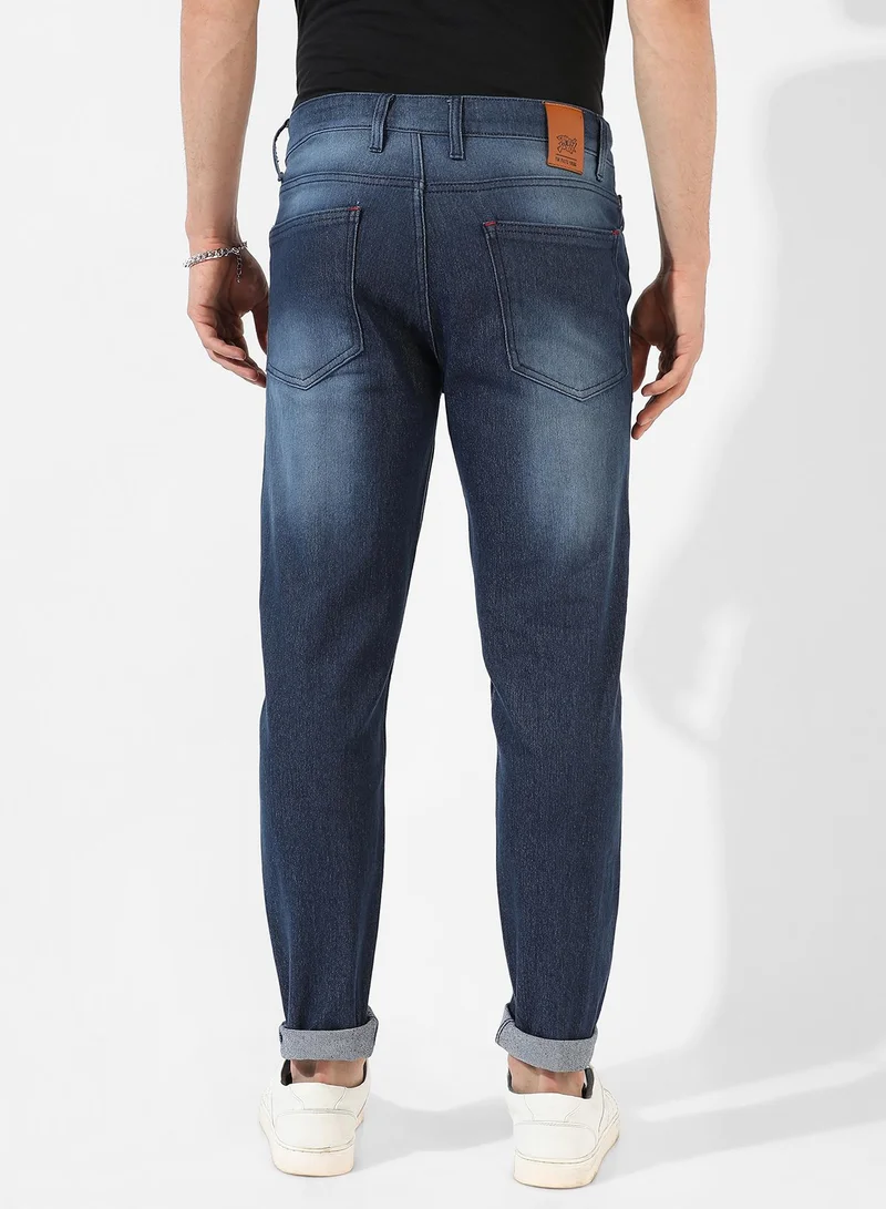 CAHOOT  Men's Classic Navy Blue Dark-Washed Regular Fit Denim Jeans for Men | Best Price UAE