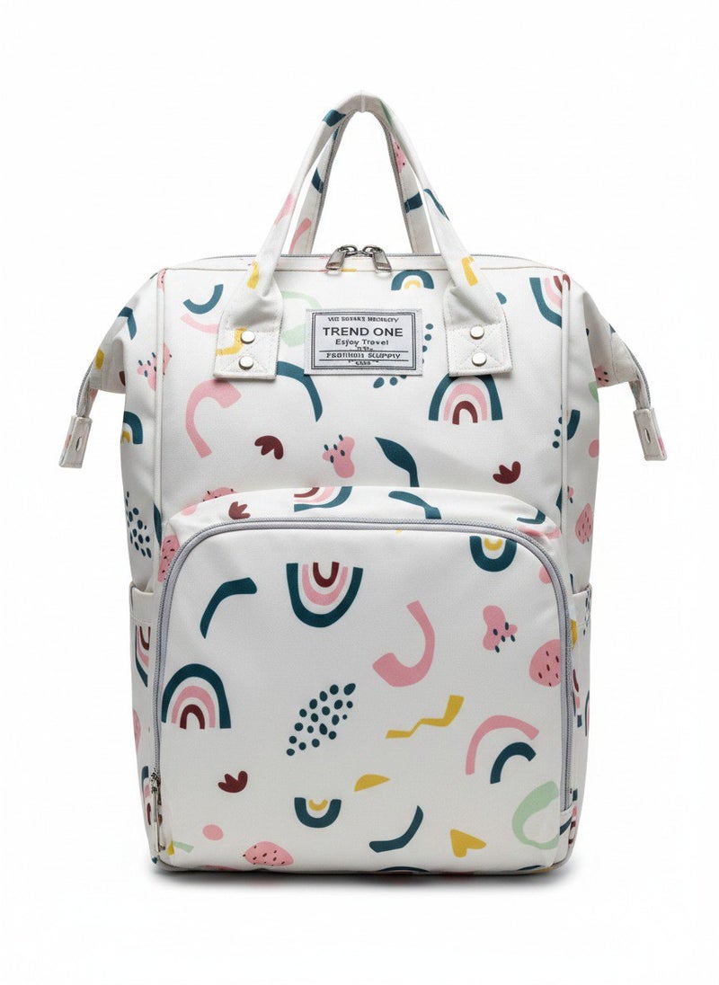Trend One Stylish Baby Diaper Backpack with Multi-Function Pockets and Playful Abstract Print