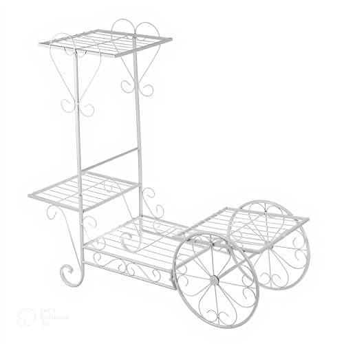 Bee Creative 4 Tier Wrought Iron Plant Stand Flower Stand Shelf Stainless Steel Flower Pot Flower Display Stand For Balcony (4 Pot White) - Image 3