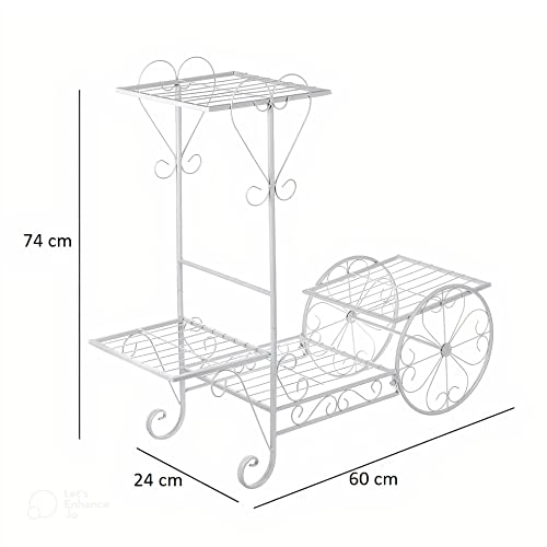 Bee Creative 4 Tier Wrought Iron Plant Stand Flower Stand Shelf Stainless Steel Flower Pot Flower Display Stand For Balcony (4 Pot White) - Image 2