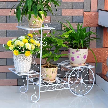 Bee Creative 4 Tier Wrought Iron Plant Stand Flower Stand Shelf Stainless Steel Flower Pot Flower Display Stand For Balcony (4 Pot White) - Image 4