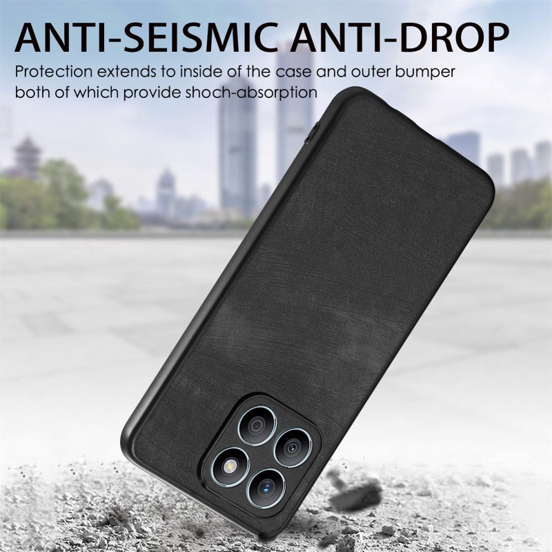 For Honor 400 Lite Glodal Vintage Leather PC Back Cover Phone Case(Black) - Image 4