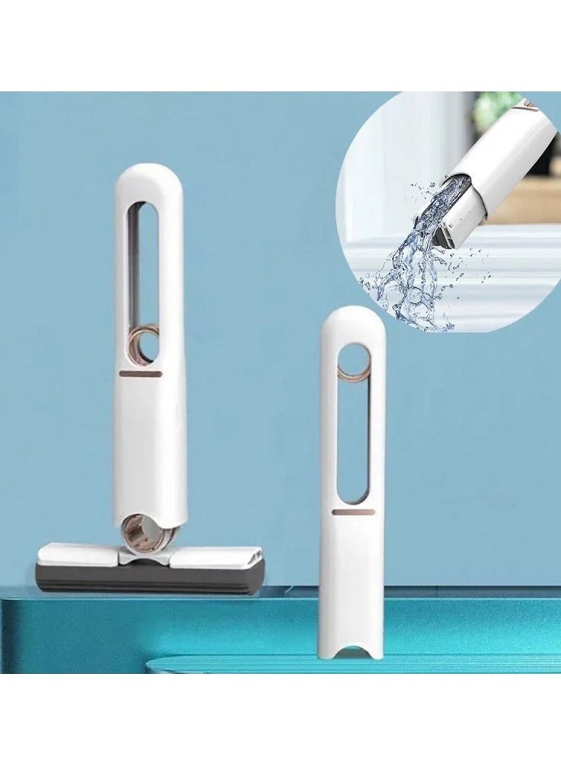 DubaiGallery Self Squeeze Portable Mini Mop, Wet & Dry Desktop Cleaning Mini Mop, Hands Free Squeeze Mop For Small Spaces, For Bathroom, Kitchen, Office Desk, Glass (2 Cotton Tips + 1 Squeeze Handle) - Image 2