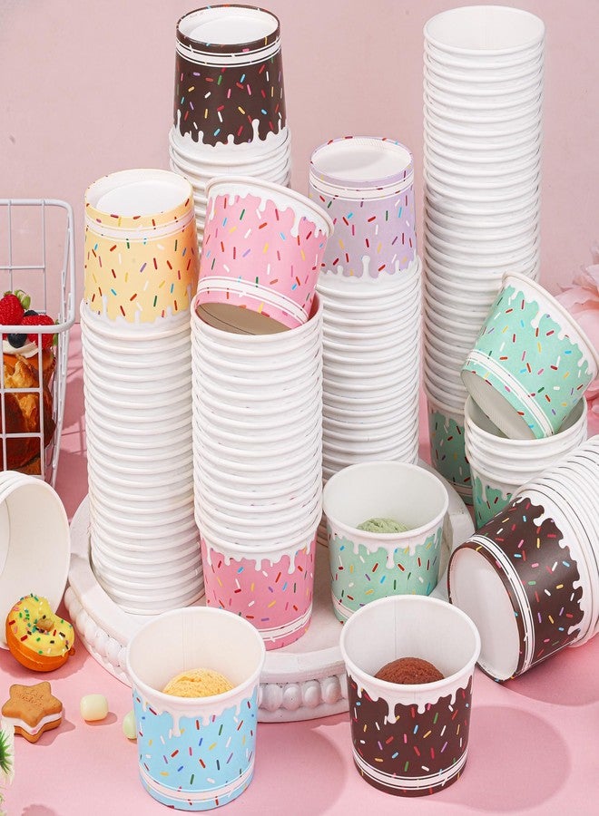 Aodaer 300 Pack Ice Cream Cups 8oz Sprinkles Paper Ice Cream Bowls 6 Color Disposable Snack Bowls Party Supplies Treat Cups for Sundae, Frozen Yogurt, Dessert - Image 5