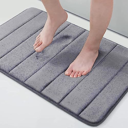 BHAVYAM Memory Foam Water Absorbent mats for Bathroom Door mats for Home Entrance and Near Bathroom Anti Slip Big Size Water Soaking Bath mat Rug Carpet (1 pcs) (60 * 40 CM, Grey) - Image 1