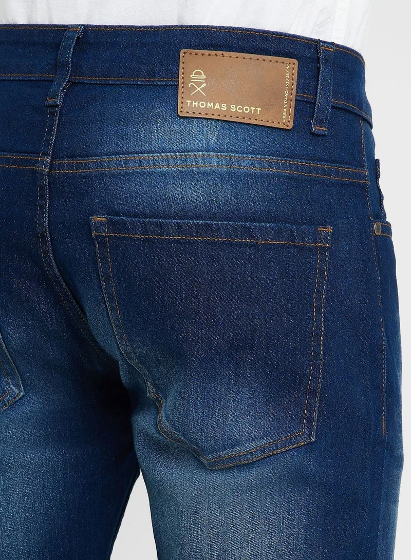 توماس سكوت Thomas Scott Men Smart Slim Fit Clean Look Light Fade Stretchable Jeans