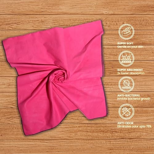 Tressential Compact & Ultra Soft Microfiber Camping Travel Towel | Quick Dry Towel-Super Absorbent & Lightweight for Sports, Beach, Gym, Backpacking, Hiking and Yoga (70 x 150 cm, Dark Pink) - Image 3