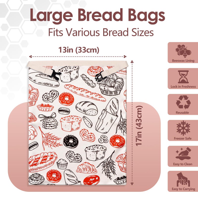 MINO ANT Beeswax Bread Bagsï¼ŒExtra Large 2 Pack- 17"Ã—13" Reusable Sourdough Bread Bags for Homemade Bread - Image 2