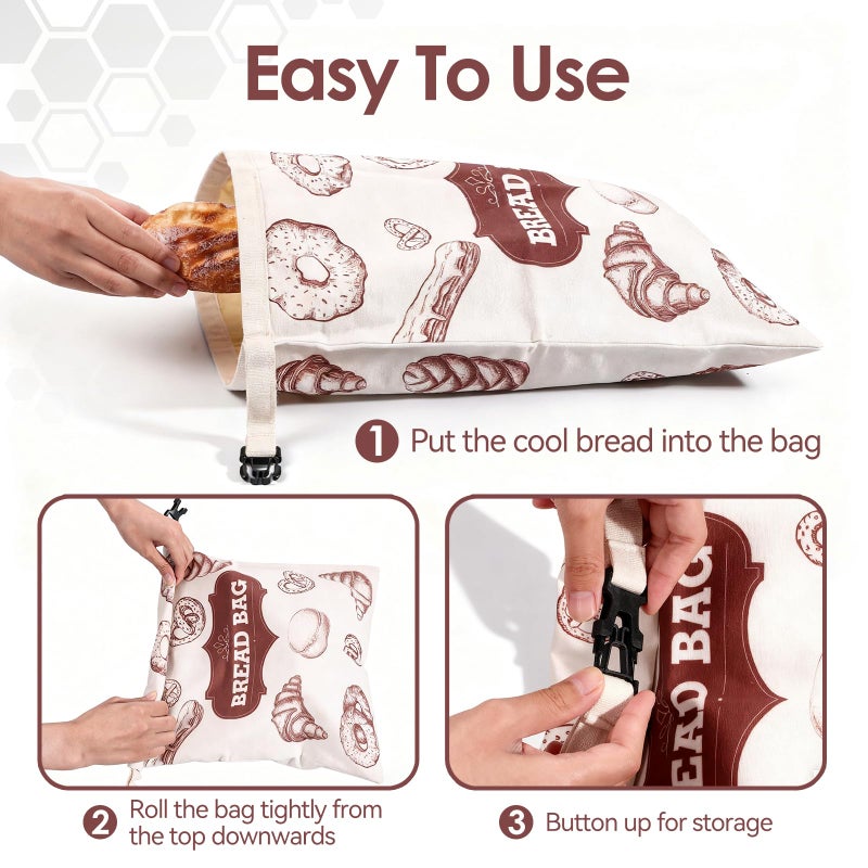 MINO ANT Beeswax Bread Bagsï¼ŒExtra Large 2 Pack- 17"Ã—13" Reusable Sourdough Bread Bags for Homemade Bread - Image 5