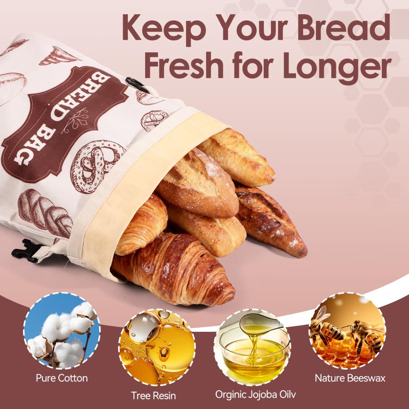 MINO ANT Beeswax Bread Bagsï¼ŒExtra Large 2 Pack- 17"Ã—13" Reusable Sourdough Bread Bags for Homemade Bread - Image 3