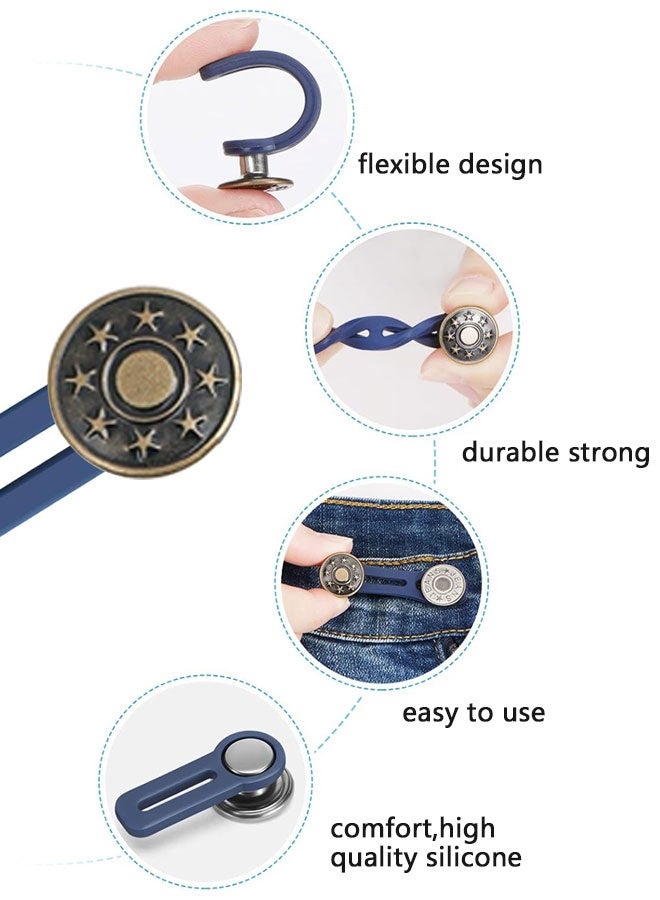 HOOTO 5 Pcs Denim Waist Extender on and 12Pcs Pants Extender on, for Jeans and Skirt Comfy Metal ons, Waistband Extenders Adjustable Waist Extenders Jeans Extenders for Women Men Jeans(17 Pcs) - Image 3
