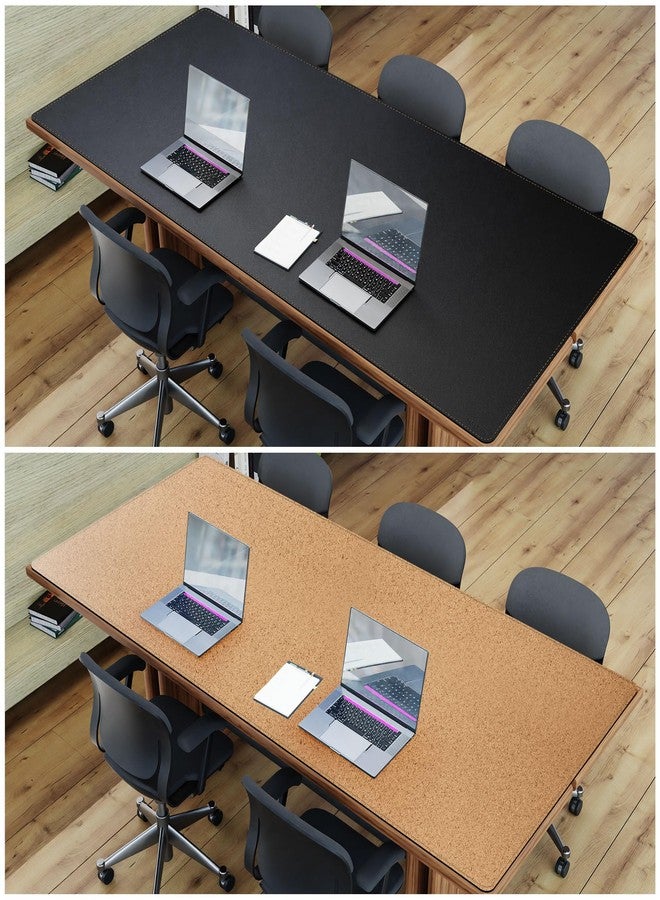 MAIDERN Cork & Leather Desk Mat – 86.6"x40" Large Office Desk Blotter Pad – Waterproof Surface Desk Blotter Pad (Black) - Image 5