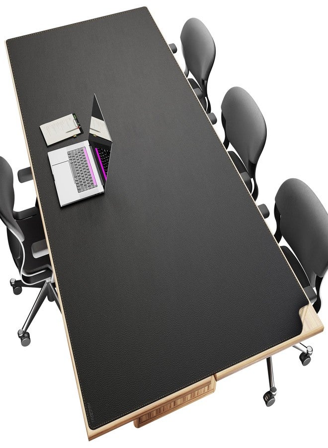MAIDERN Cork & Leather Desk Mat – 86.6"x40" Large Office Desk Blotter Pad – Waterproof Surface Desk Blotter Pad (Black) - Image 1
