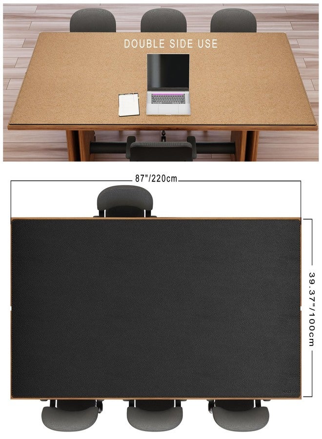 MAIDERN Cork & Leather Desk Mat – 86.6"x40" Large Office Desk Blotter Pad – Waterproof Surface Desk Blotter Pad (Black) - Image 2