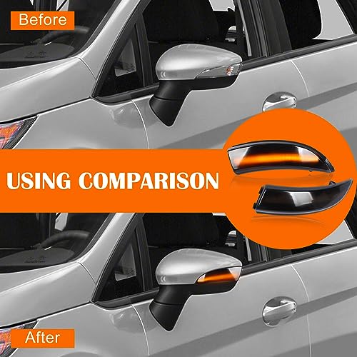 doiplent [2pcs] Side Mirror Turn Signal Lights for Ford Fiesta ST MK7 B-Max 2008-2017 Replacement# 1748313/1748314 Sequential Dynamic Mirror Turn Signal Lights Assemely-Smoked Lens - Image 4