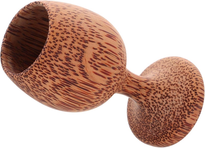 Wooden Wine Goblet Stemless Natural Wood Mug round High Foot Drinking Cup for Wine Tea Beverage Rustic Home Entertaining - Image 1