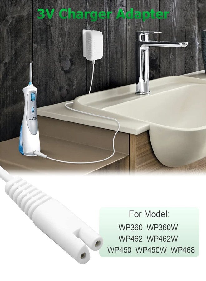 Arkare Replacement Charger for Waterpik Water Flosser Cordless WP360 WP360W WP462 WP462W WP450 WP450W WP468 WF-13 WP-100 Series Water Flosser, Arkare 3V Power Supply Cord Wall Charger 6FT Two Prong Adapter - Image 3