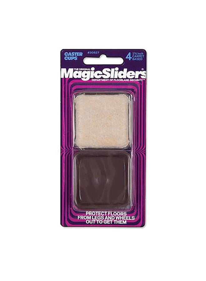 Magic Sliders 4-Piece Carpet Based Caster Cup Brown and Beige 1-3/4inch - Image 1