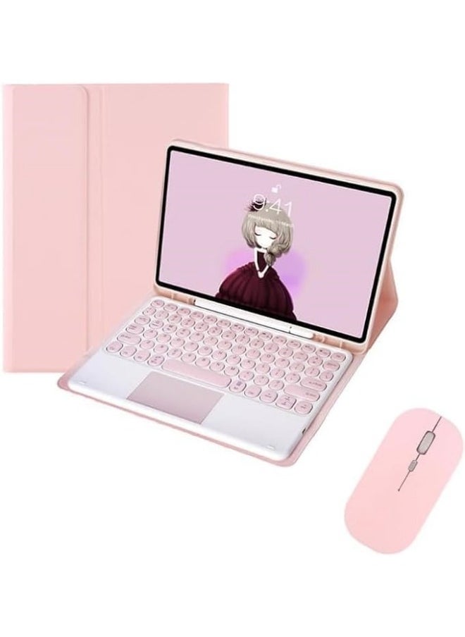 Generic - Arabic and English Keyboard Case Compatible with Samsung Galaxy Tab A9 Plus (X210/X215/X216), Retro Round Key with Mouse Color Keyboard With Touch Keyboard Cover - Image 1