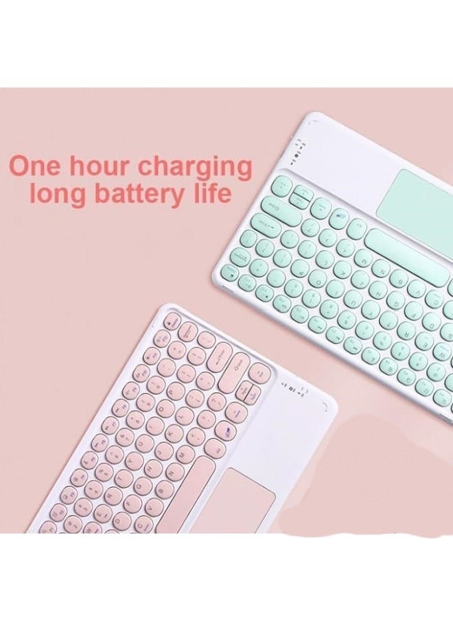 Generic - Arabic and English Keyboard Case Compatible with Samsung Galaxy Tab A9 Plus (X210/X215/X216), Retro Round Key with Mouse Color Keyboard With Touch Keyboard Cover - Image 1