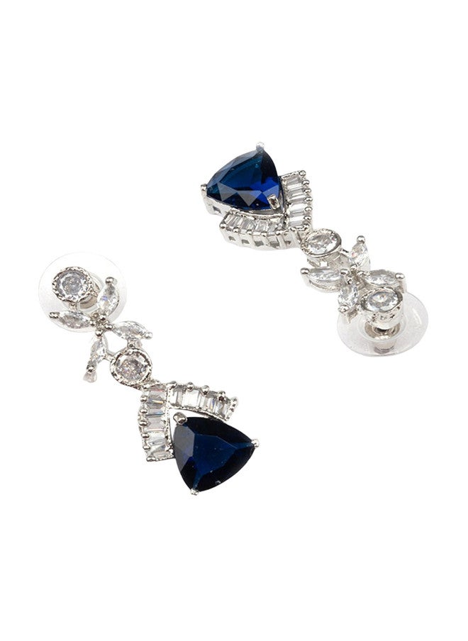 StileAdda Silver-Plated CZ & AD-Studded Necklace and Earrings Set - Image 4