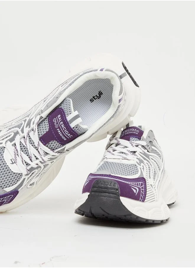 Styli Mesh Chunky Sole Lace-Up Sneakers