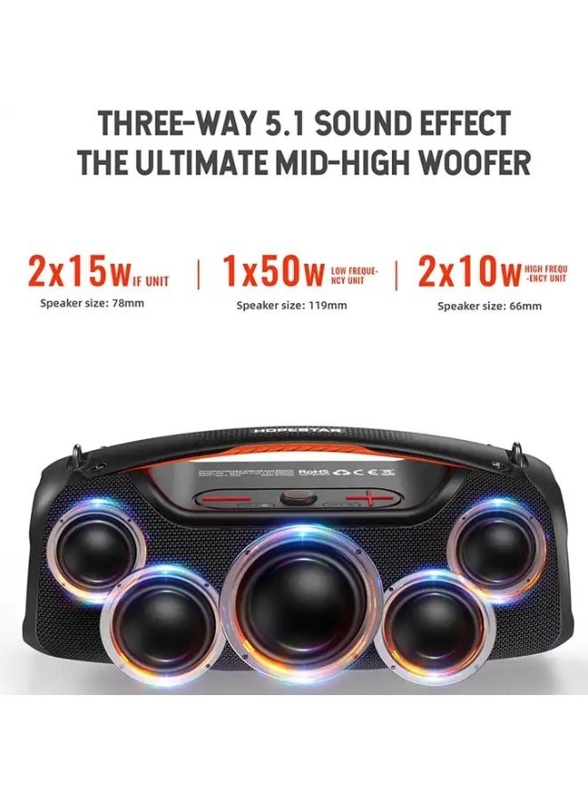 BlueFire HOPESTAR A60 Ultra 450W Portable Party Speaker with 30,000mAh Removable Battery, IPX6 Waterproof, Bluetooth 5.4, AI Sound, Wireless Mic, RGB Lights & Auracast for Outdoor, Beach, & Events - Image 2