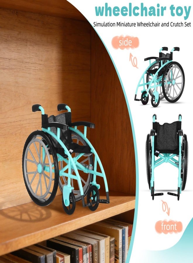 VICASKY 6" BJD Doll Miniature Foldable Wheelchair & Crutch Set (Green) - 3 Sets, Realistic Simulation Mobility Aid Accessories for Dollhouse, Micro Landscape, and Doll Photography - Image 2