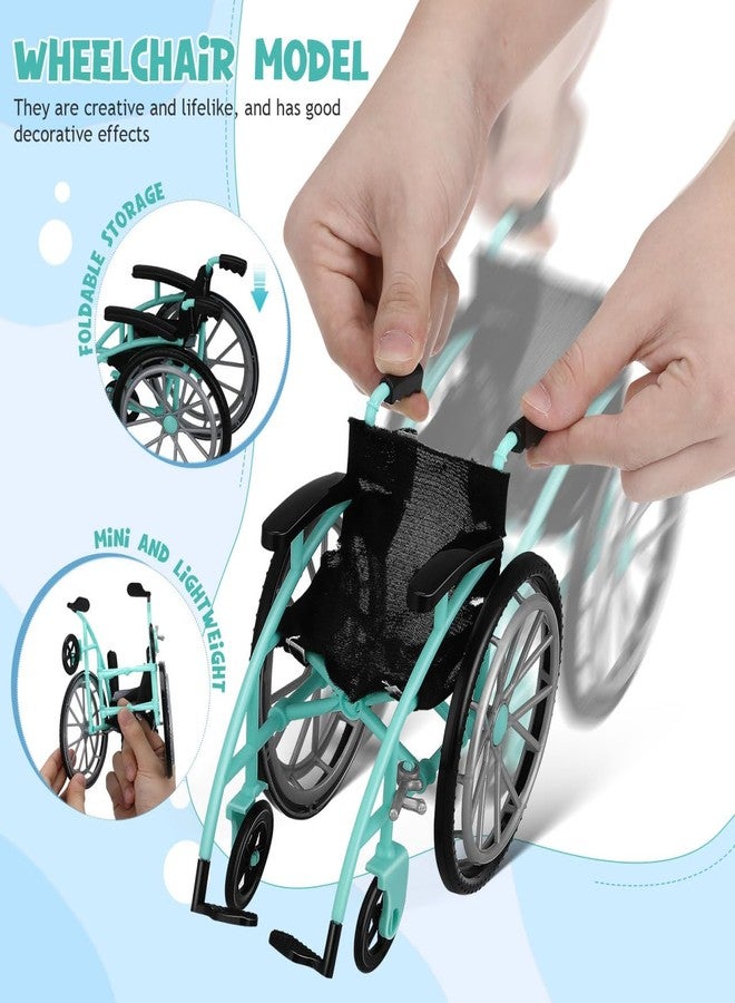 VICASKY 6" BJD Doll Miniature Foldable Wheelchair & Crutch Set (Green) - 3 Sets, Realistic Simulation Mobility Aid Accessories for Dollhouse, Micro Landscape, and Doll Photography - Image 3