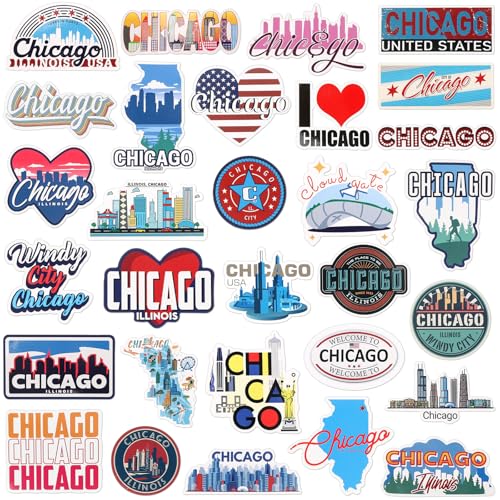 Konohan 30 Pcs Chicago Souvenirs Gifts Chicago Magnet for Refrigerator City Magnetic Refrigerator Stickers for Home Decoration - Image 1