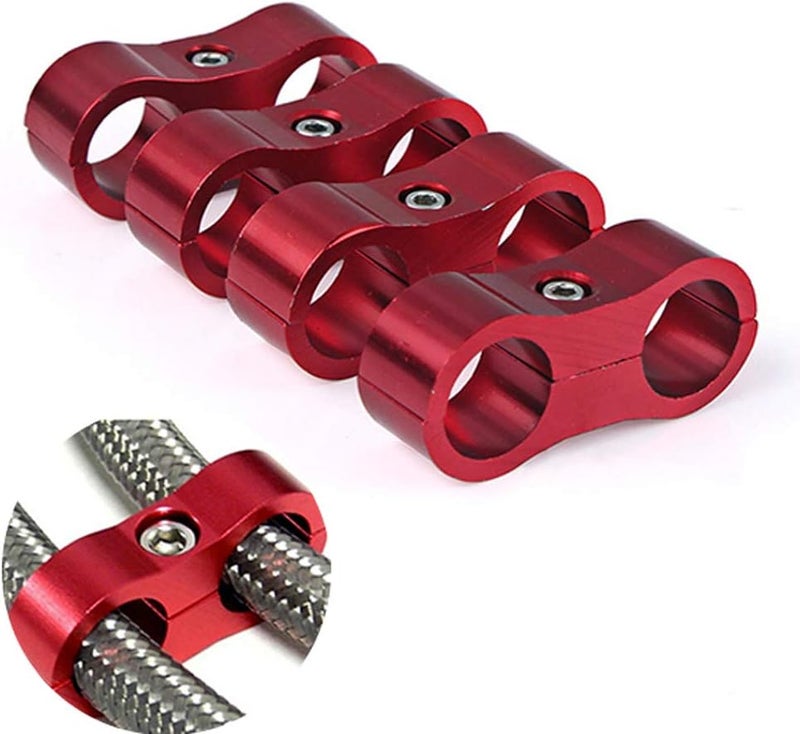 RASTP 6AN Hose Separator Clamp - Aluminum Fuel Line Mounting Clamp (4pcs, Red) - Image 1