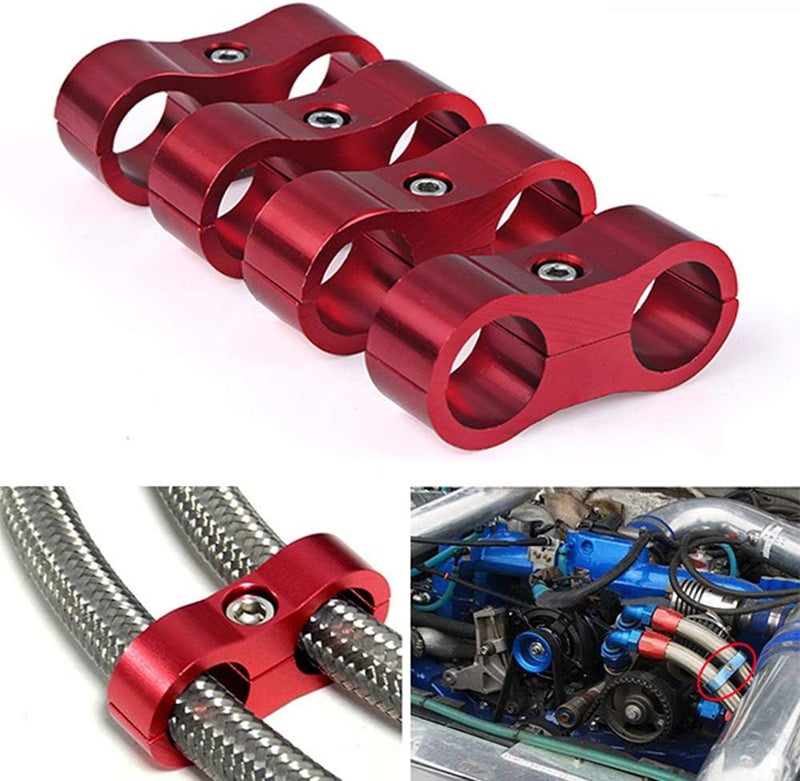 RASTP 6AN Hose Separator Clamp - Aluminum Fuel Line Mounting Clamp (4pcs, Red) - Image 5