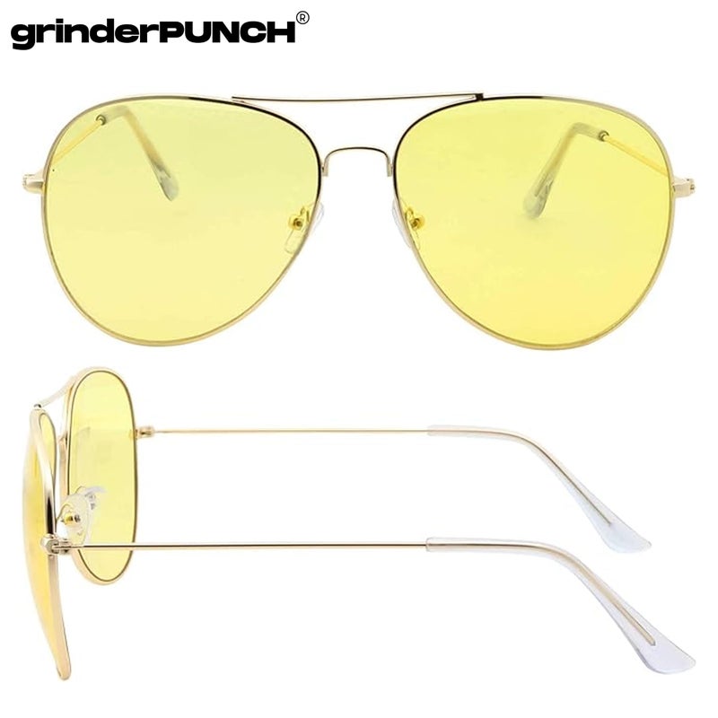 grinderPUNCH Mens Large Aviator Yellow Lens Sunglasses - Colored Tint Lens - Image 2