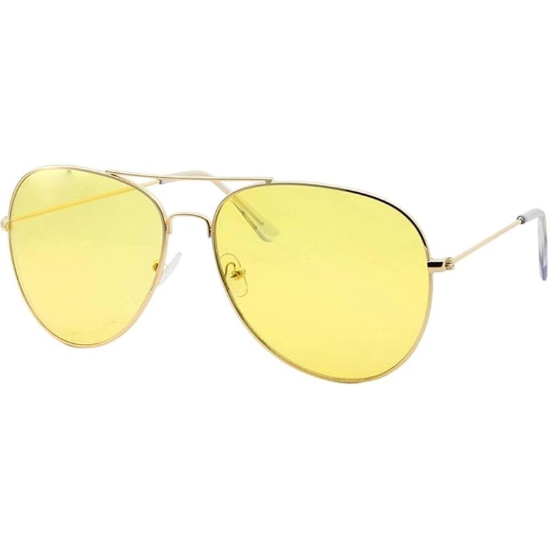 grinderPUNCH Mens Large Aviator Yellow Lens Sunglasses - Colored Tint Lens - Image 1