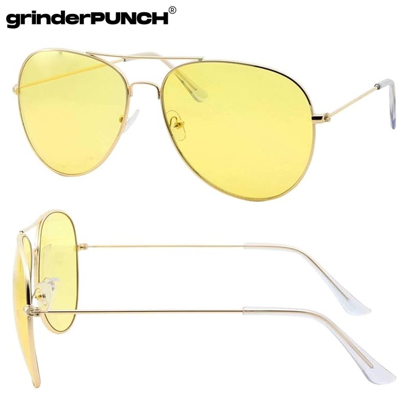 grinderPUNCH Mens Large Aviator Yellow Lens Sunglasses - Colored Tint Lens - Image 4