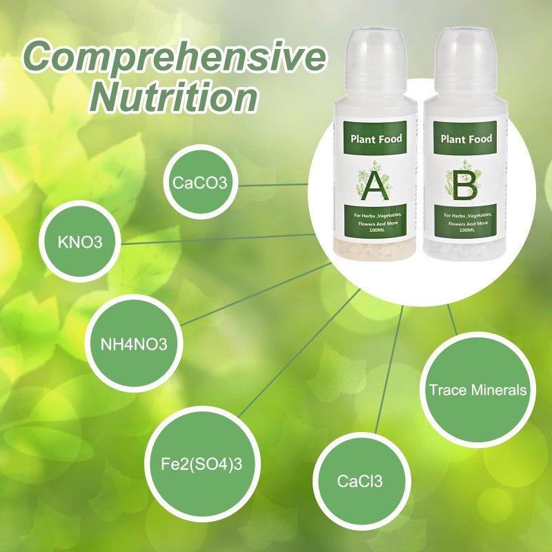 Tigvio 800ml Hydroponic Nutrients A&B for Aerogarden Plant Food Growth - Fertilizer for Indoor Hydroponics Garden & Growing Vegetables, Fruits, Flowers (800ml) - Image 5