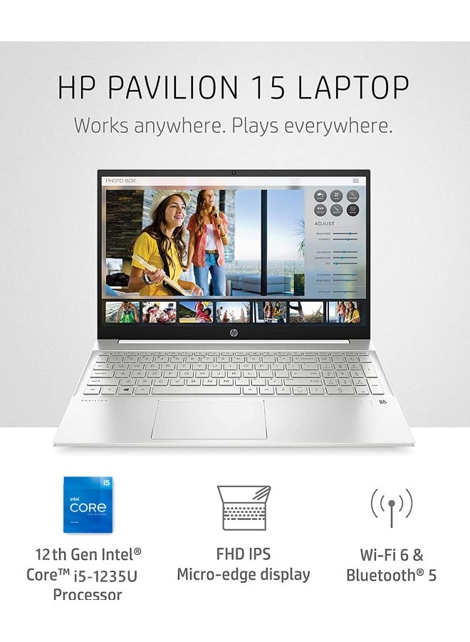HP (Upgraded) 15 Pavilion Laptop – Intel Core 12th Gen i5-1235U (10-core) – 15.6 '' FHD IPS 1080p Touchscreen – Windows 11 – 16GB RAM – 1TB PCIe SSD – Wi-Fi 6 – Type-C - Webcam - w/Mouse Pad, Silver English Natural Silver - Image 5