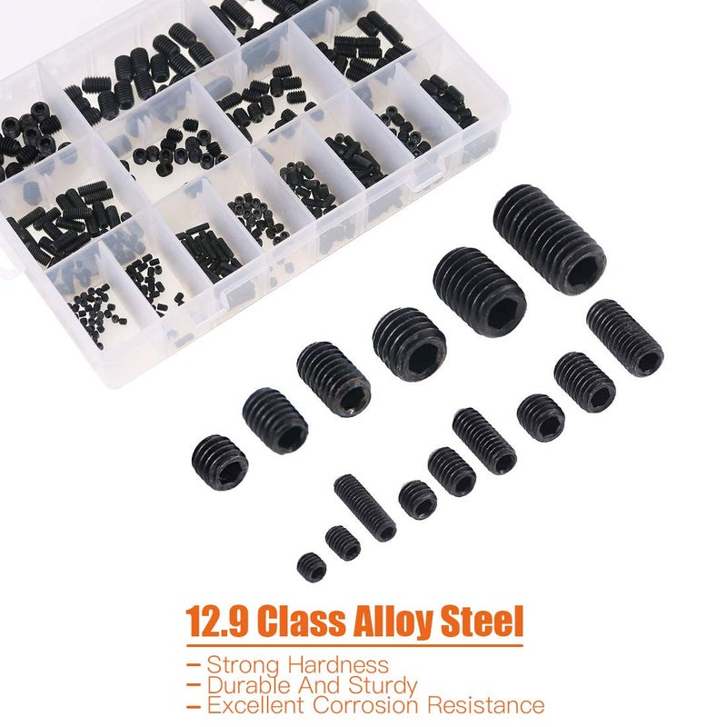 Rustark 450 قطعة مجموعة براغي ألين رأس سداسية M3/M4/M5/M6/M8 مع محرك سداسي داخلي - فئة 12.9 من الفولاذ الأسود السبيكي - Image 3