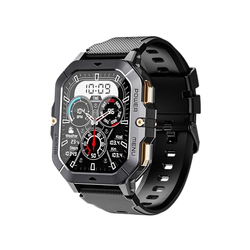 Gravity C28 Rugged Smartwatch – AI Watch Face, 100+ Sports Modes, Bluetooth Call, Waterproof, Heart Rate & Sleep Monitoring, Fitness Tracker for Men & Women (Black) - Image 1