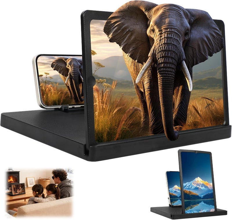 Movued Big Screen Phone Magnifier,HD Screen Expander, Foldable Phone Stand with Movie Screen Amplifier for Travel, Portable 3D Magnifying Screen for Elderly, with All Phones (12 in) - Image 1