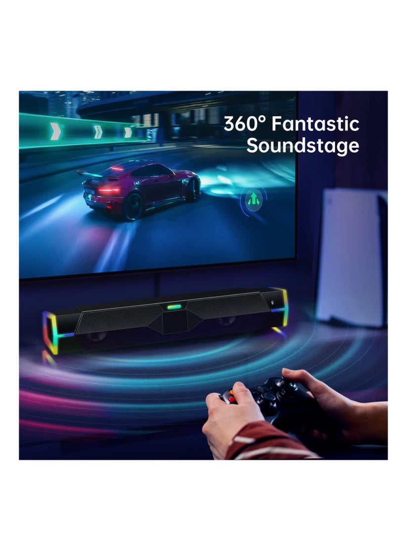 Excefore - Computer Speakers for PC Desktop Monitor, Dynamic RGB Bluetooth Soundbar, Bluetooth & USB Powered PC Speakers with Microphone, HiFi Stereo Gaming Speakers for Desktop - Image 1