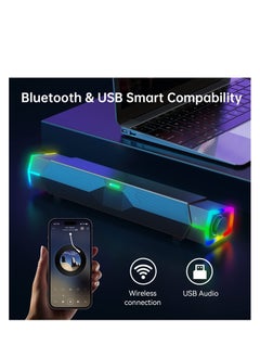 Excefore Computer Speakers for PC Desktop Monitor, Dynamic RGB Bluetooth Soundbar, Bluetooth & USB Powered PC Speakers with Microphone, HiFi Stereo Gaming Speakers for Desktop  - Image 5