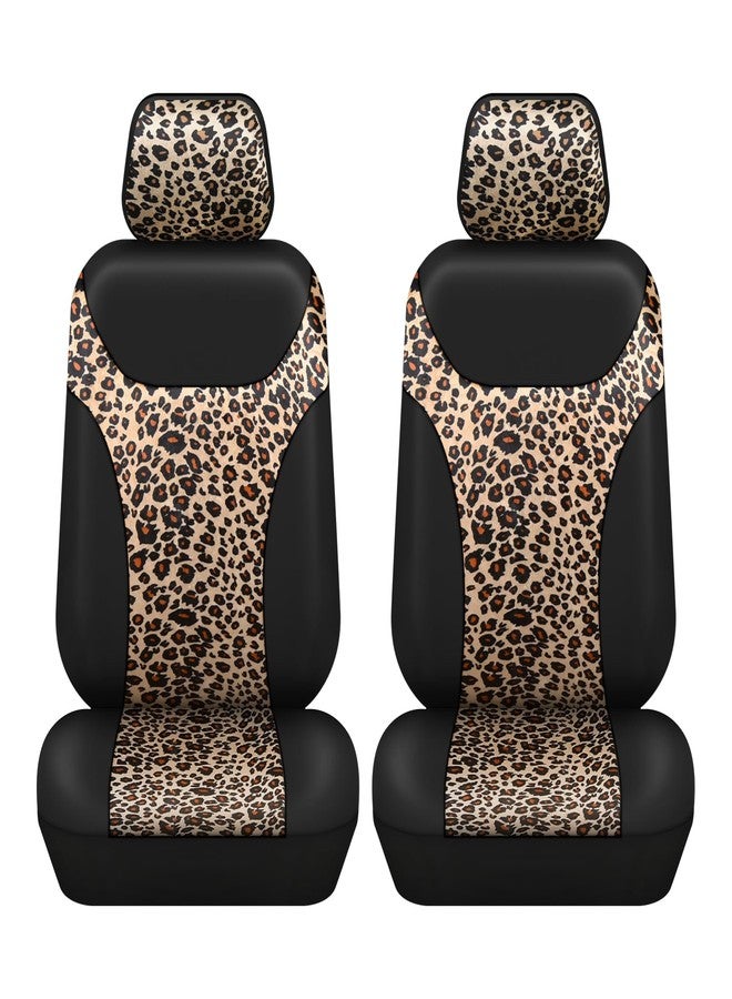 AUTOFAN Universal Fit Front Car Seat Covers (2-Pack) - Premium PU Leather with Leopard Print Design, Airbag Compatible, Easy Installation, Stylish Interior Upgrade for Cars & SUVs - Image 1
