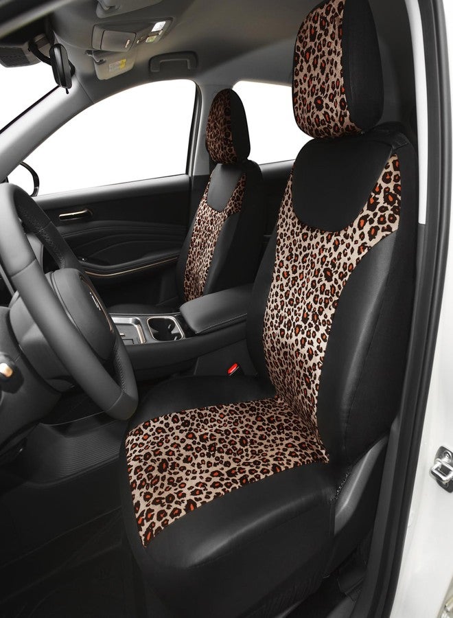 AUTOFAN Universal Fit Front Car Seat Covers (2-Pack) - Premium PU Leather with Leopard Print Design, Airbag Compatible, Easy Installation, Stylish Interior Upgrade for Cars & SUVs - Image 2