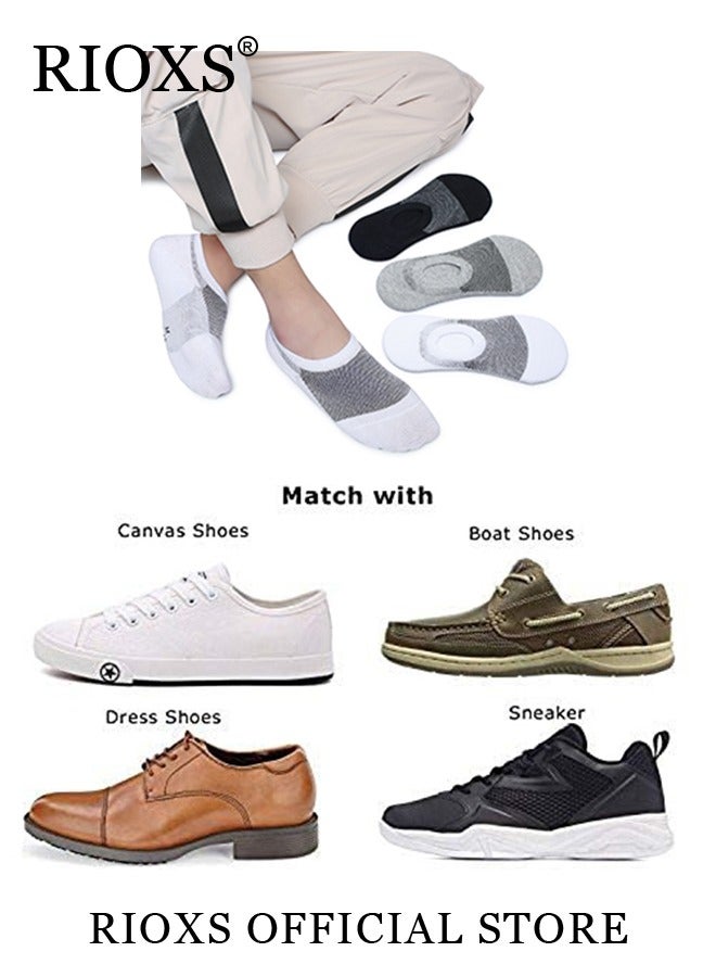 RIOXS Mens Shallow Cut Low Cut Elastic Sports Socks Set Skin Friendly Breathable Mesh Boat Socks Pack of 6  - Image 5