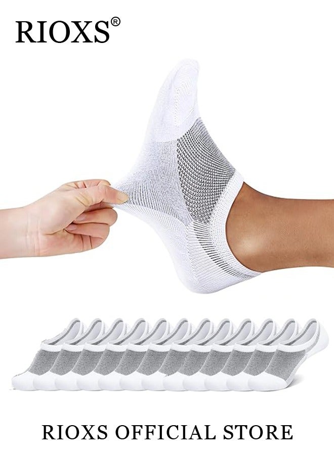 RIOXS Mens Shallow Cut Low Cut Elastic Sports Socks Set Skin Friendly Breathable Mesh Boat Socks Pack of 6  - Image 4