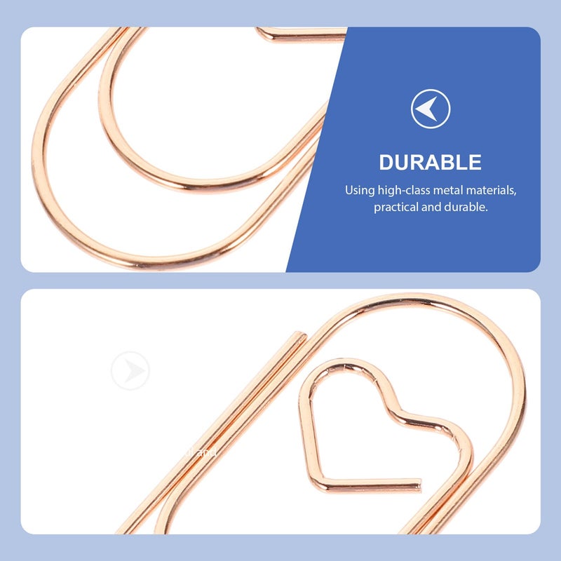 Rose Gold Heart Shaped Metal Paper Clips 100pcs 20mm For Office Document And Craft Organization - Image 5
