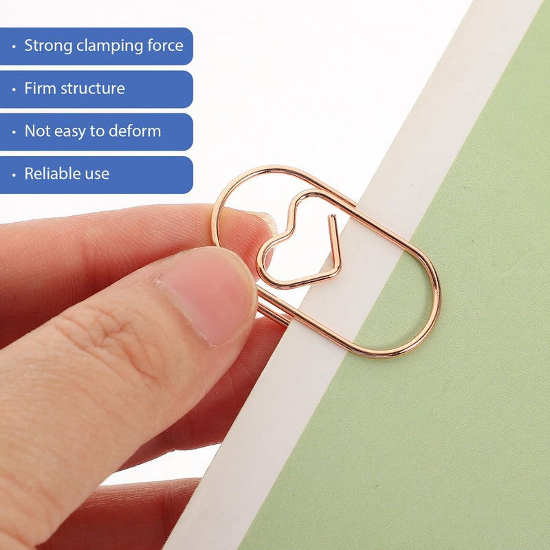 Rose Gold Heart Shaped Metal Paper Clips 100pcs 20mm For Office Document And Craft Organization - Image 4