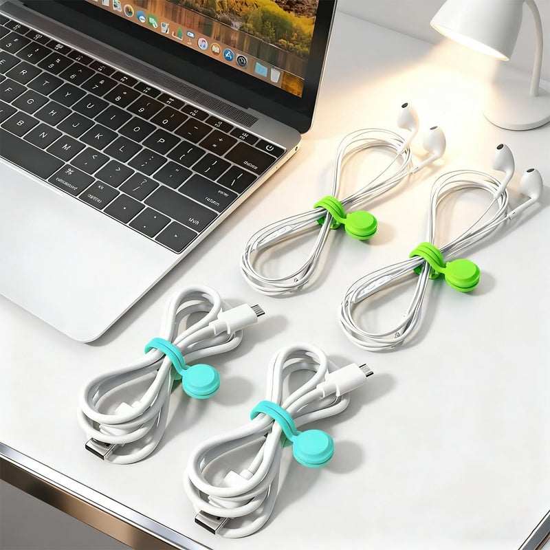 uadbau 10 Pcs Reusable Magnetic Cord Organizers, Silicone Magnetic Cable Ties with Strong Magnets for Cable Bundling & Holding Bookmarks - Cord Ties for Electronics - Suitable for Office, Home, School - Image 4